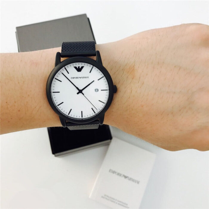 Emporio Armani Luigi White Dial Black Mesh Bracelet Watch For Men - AR11046 - Image 3